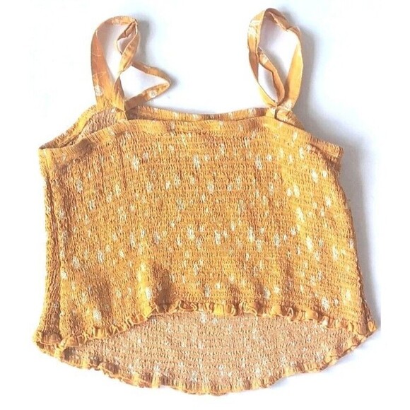 Torrid Challis Smocked Crop Top Size 2X Cami Yellow Floral Stretchy Adjustable - Picture 2 of 5